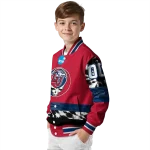 customized liberty flames circle skull red black varsity jacket best selling