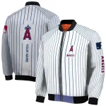 customized los angeles angels athlete pinstripes white bomber jacket best selling