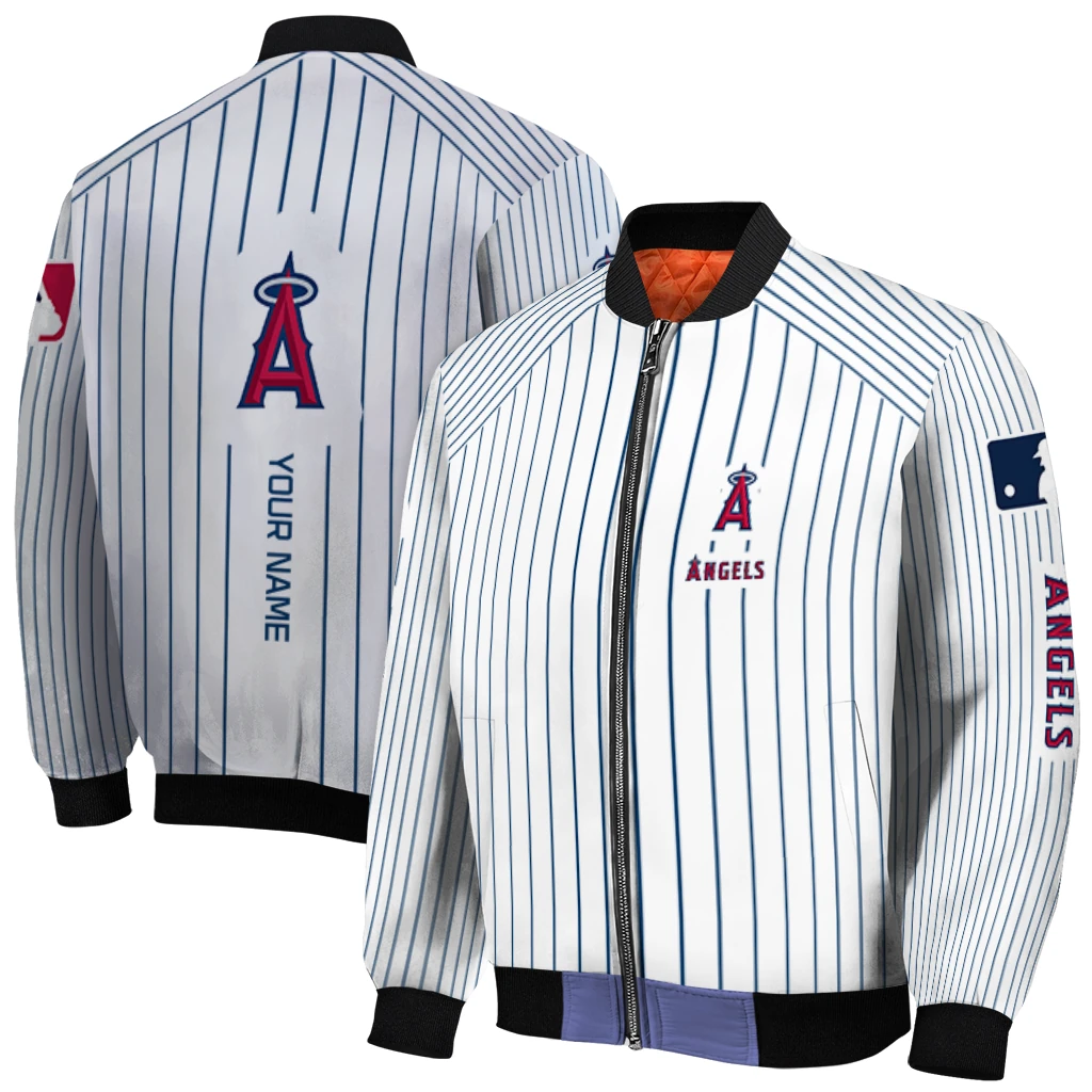 customized los angeles angels athlete pinstripes white bomber jacket best selling customized los angeles angels athlete pinstripes white bomber jacket best selling