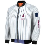 customized los angeles angels athlete pinstripes white bomber jacket best selling