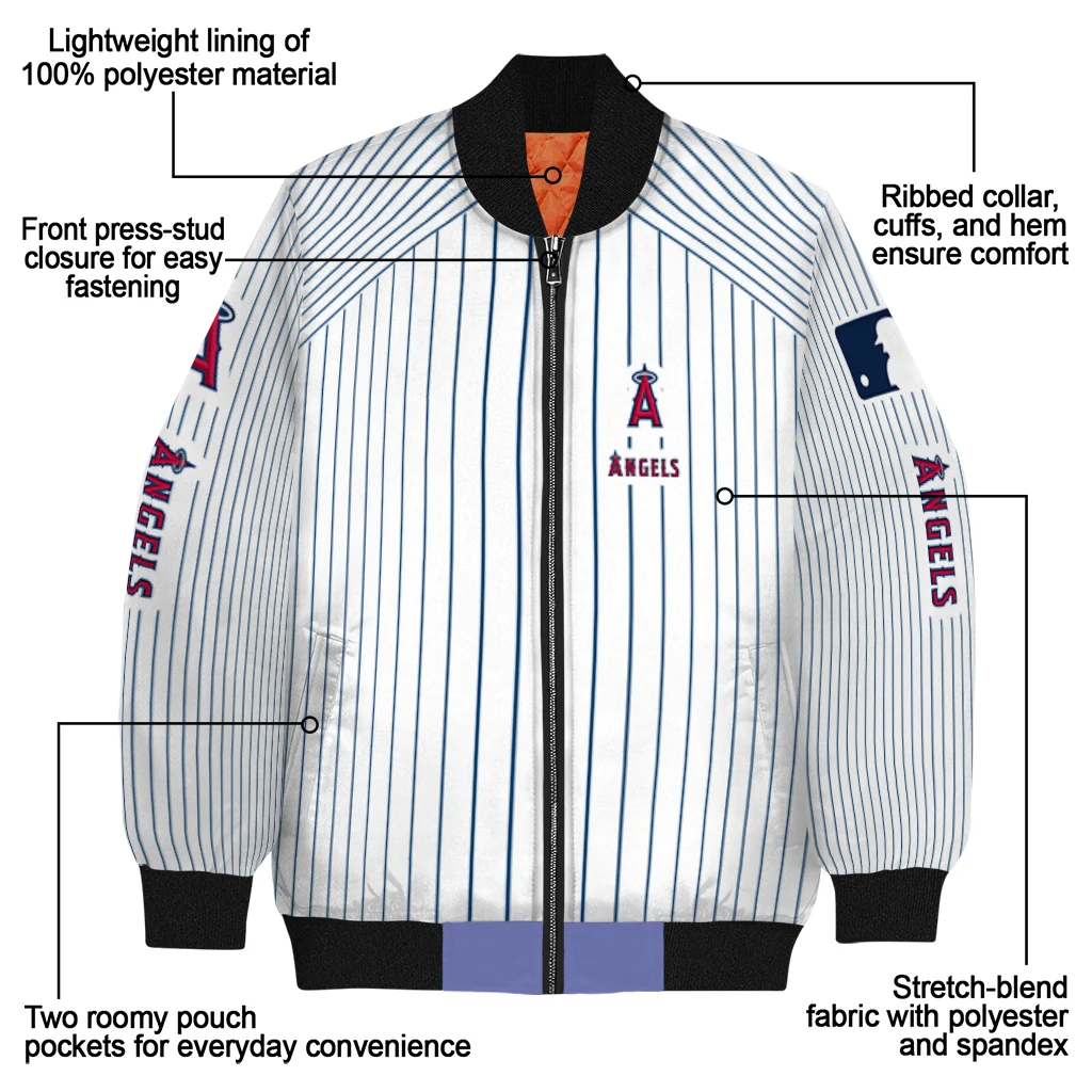 customized los angeles angels athlete pinstripes white bomber jacket new arrival customized los angeles angels athlete pinstripes white bomber jacket new arrival