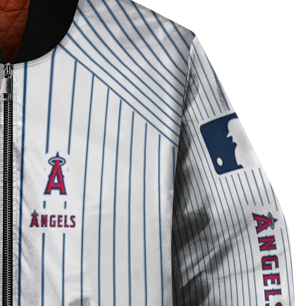 customized los angeles angels athlete pinstripes white bomber jacket premium grade customized los angeles angels athlete pinstripes white bomber jacket premium grade