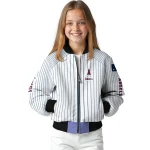 customized los angeles angels athlete pinstripes white bomber jacket best selling