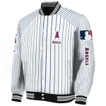 customized los angeles angels athlete pinstripes white varsity jacket best selling