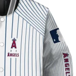customized los angeles angels athlete pinstripes white varsity jacket best selling