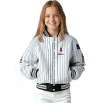 customized los angeles angels athlete pinstripes white varsity jacket best selling