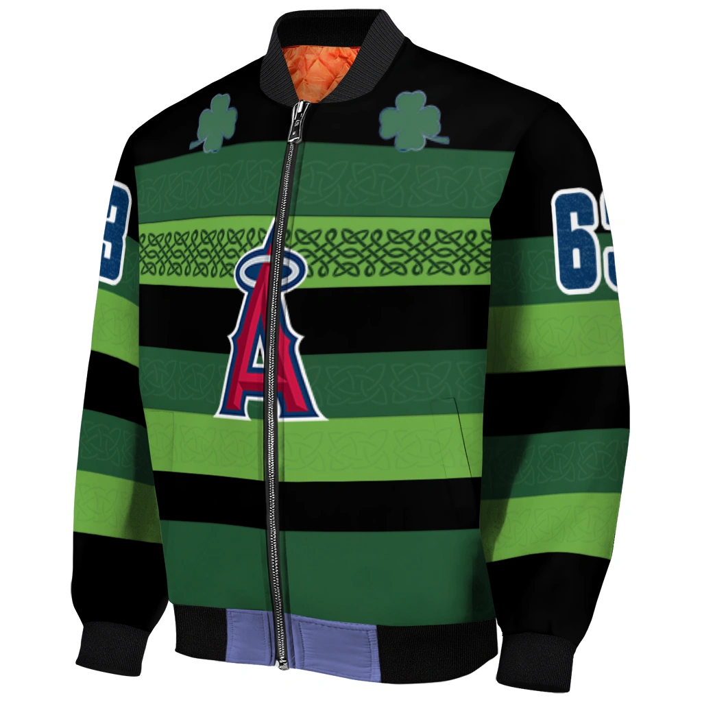customized los angeles angels clover green lines green black bomber jacket fashion forward customized los angeles angels clover green lines green black bomber jacket fashion forward