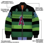 customized los angeles angels clover green lines green black bomber jacket best selling