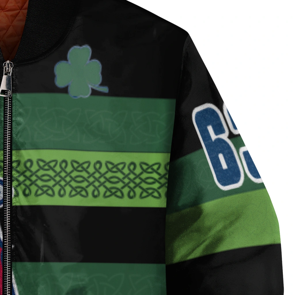 customized los angeles angels clover green lines green black bomber jacket premium grade customized los angeles angels clover green lines green black bomber jacket premium grade