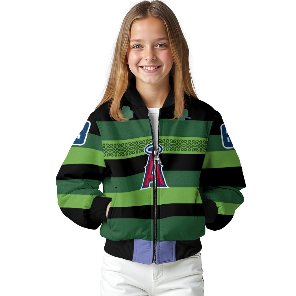 customized los angeles angels clover green lines green black bomber jacket top rated customized los angeles angels clover green lines green black bomber jacket top rated