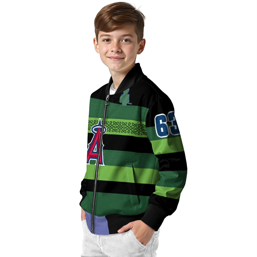 customized los angeles angels clover green lines green black bomber jacket trendy customized los angeles angels clover green lines green black bomber jacket trendy