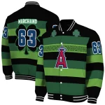 customized los angeles angels clover green lines green black varsity jacket best selling