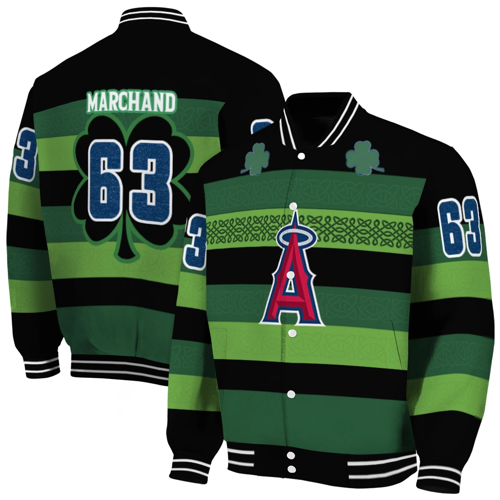 customized los angeles angels clover green lines green black varsity jacket fashion forward customized los angeles angels clover green lines green black varsity jacket fashion forward