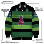 customized los angeles angels clover green lines green black varsity jacket best selling