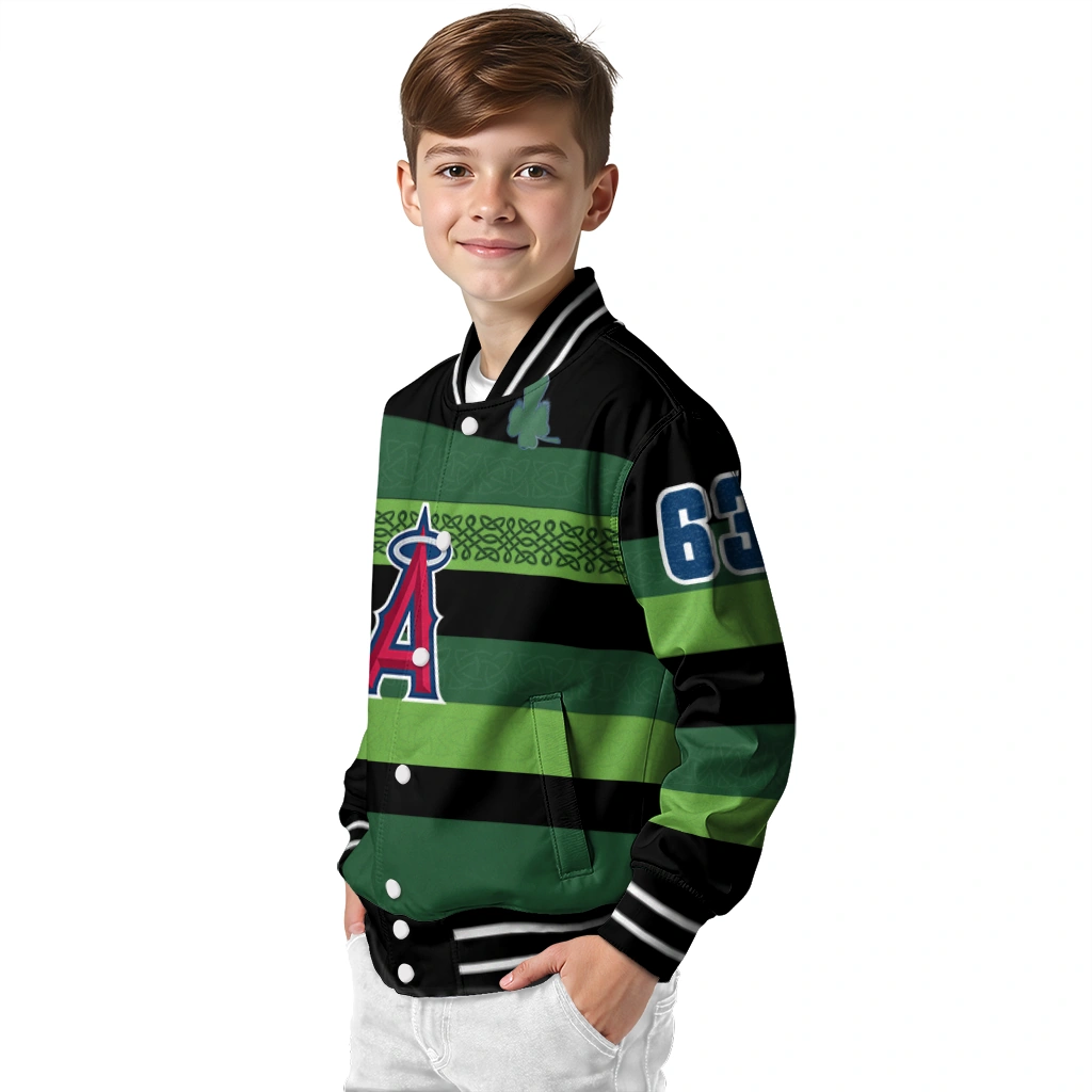 customized los angeles angels clover green lines green black varsity jacket trendy customized los angeles angels clover green lines green black varsity jacket trendy