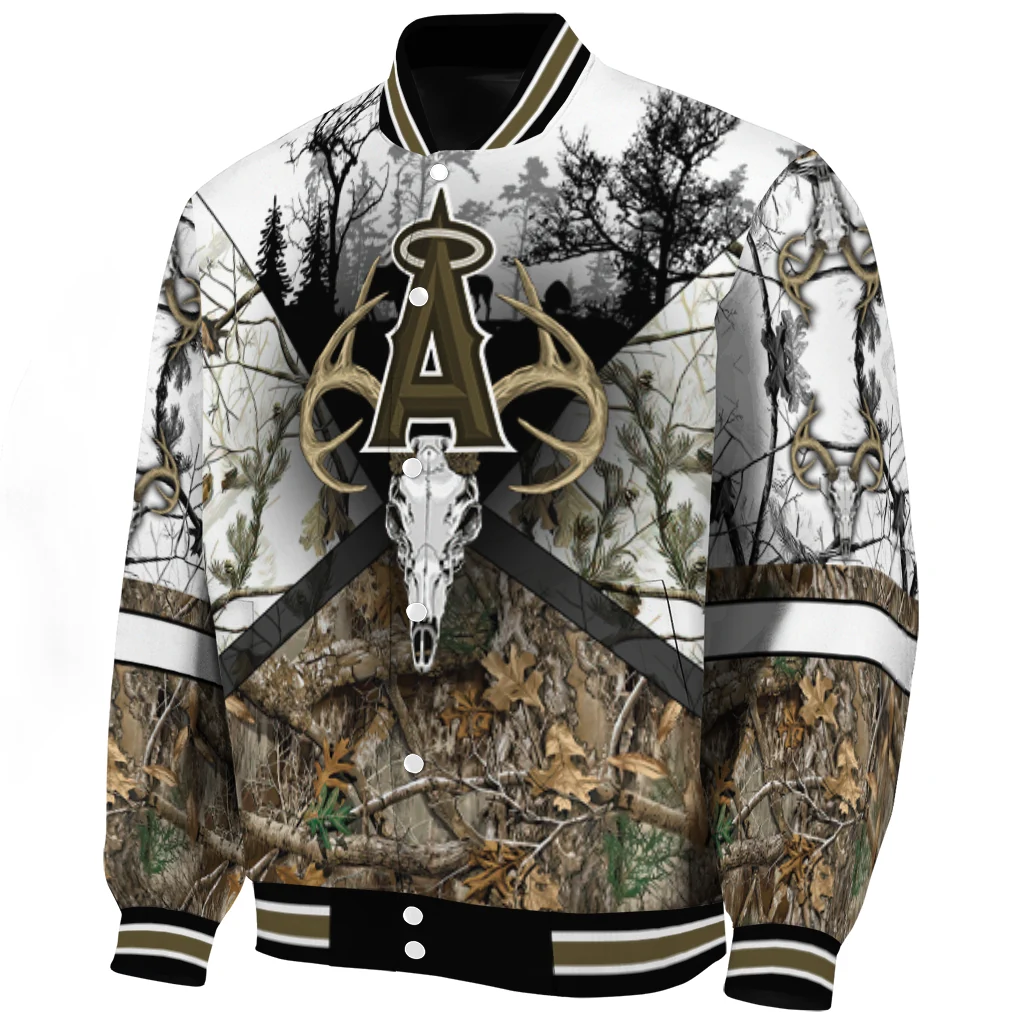 customized los angeles angels deer skull camouflage white varsity jacket best selling customized los angeles angels deer skull camouflage white varsity jacket best selling