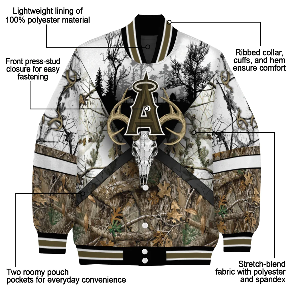 customized los angeles angels deer skull camouflage white varsity jacket new arrival customized los angeles angels deer skull camouflage white varsity jacket new arrival