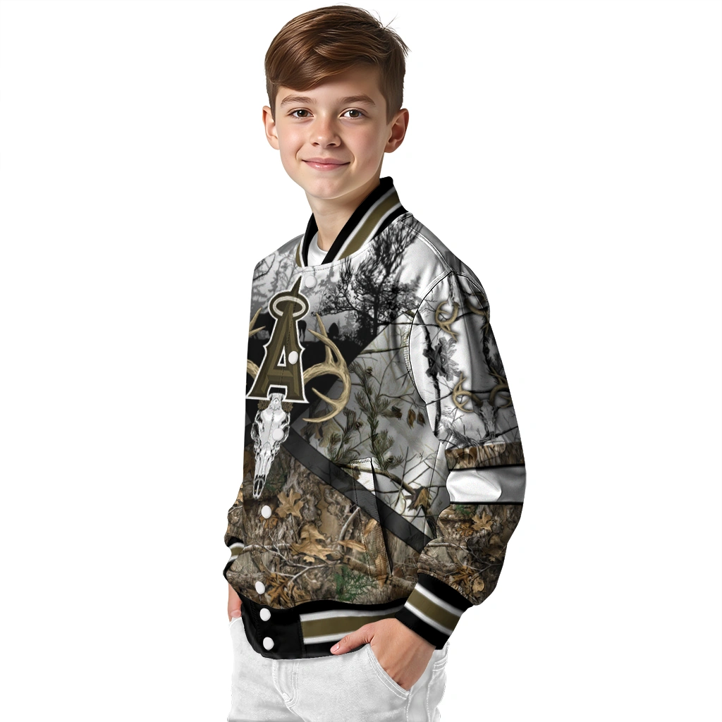 customized los angeles angels deer skull camouflage white varsity jacket trendy customized los angeles angels deer skull camouflage white varsity jacket trendy