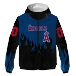 customized los angeles angels flame trim blue black windbreaker jacket best selling