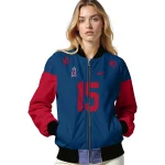 customized los angeles angels team patch blue bomber jacket best selling