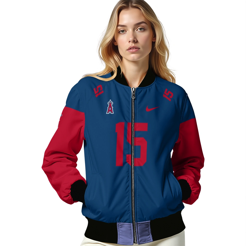 customized los angeles angels team patch blue bomber jacket latest model customized los angeles angels team patch blue bomber jacket latest model