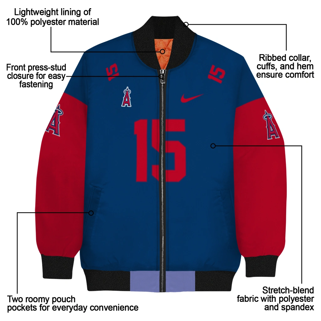 customized los angeles angels team patch blue bomber jacket new arrival customized los angeles angels team patch blue bomber jacket new arrival