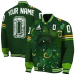 customized los angeles chargers shamrock vortex green varsity jacket best selling
