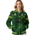 customized los angeles chargers shamrock vortex green varsity jacket best selling