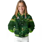 customized los angeles chargers shamrock vortex green varsity jacket best selling