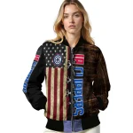 customized los angeles clippers flag wood brown bomber jacket best selling