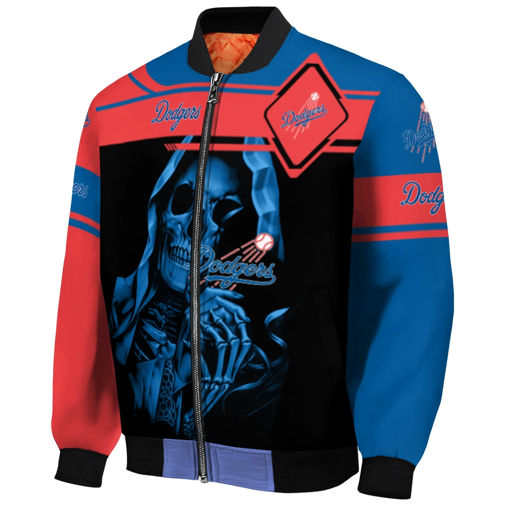 customized los angeles dodgers reaper hands blue black bomber jacket fashion forward customized los angeles dodgers reaper hands blue black bomber jacket fashion forward