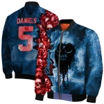 customized los angeles dodgers skull cluster blue bomber jacket best selling