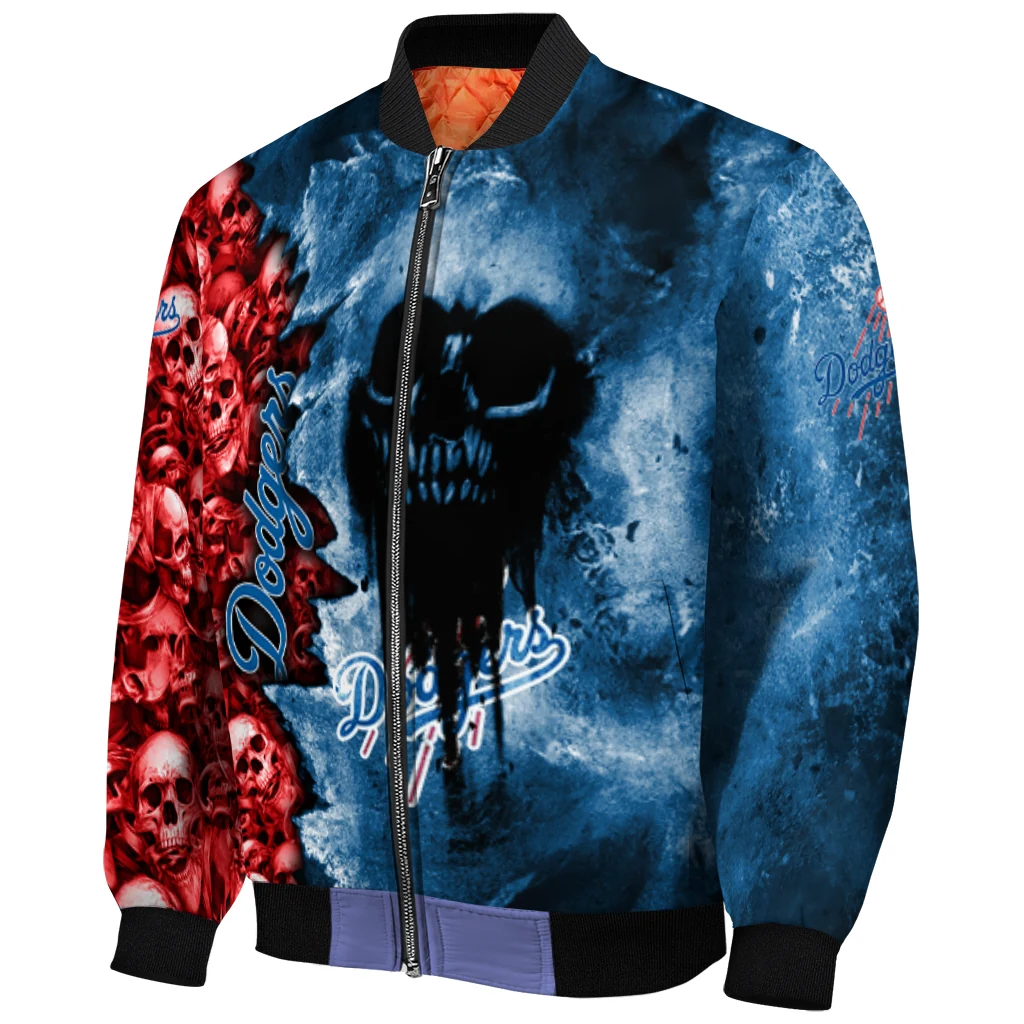 customized los angeles dodgers skull cluster blue bomber jacket fashion forward customized los angeles dodgers skull cluster blue bomber jacket fashion forward