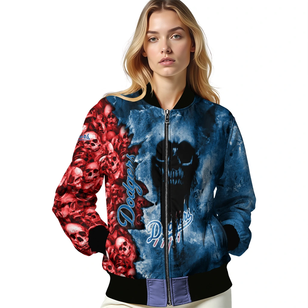 customized los angeles dodgers skull cluster blue bomber jacket latest model customized los angeles dodgers skull cluster blue bomber jacket latest model