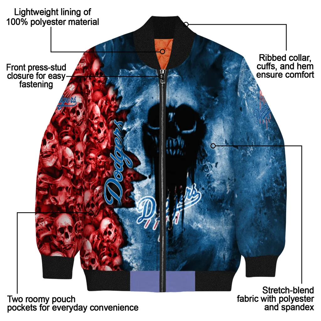 customized los angeles dodgers skull cluster blue bomber jacket new arrival customized los angeles dodgers skull cluster blue bomber jacket new arrival