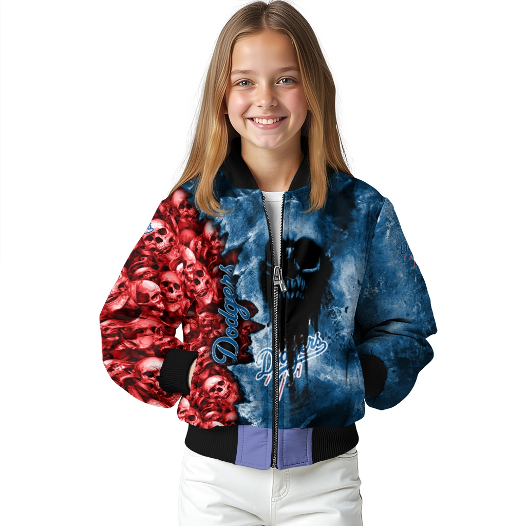 customized los angeles dodgers skull cluster blue bomber jacket top rated customized los angeles dodgers skull cluster blue bomber jacket top rated