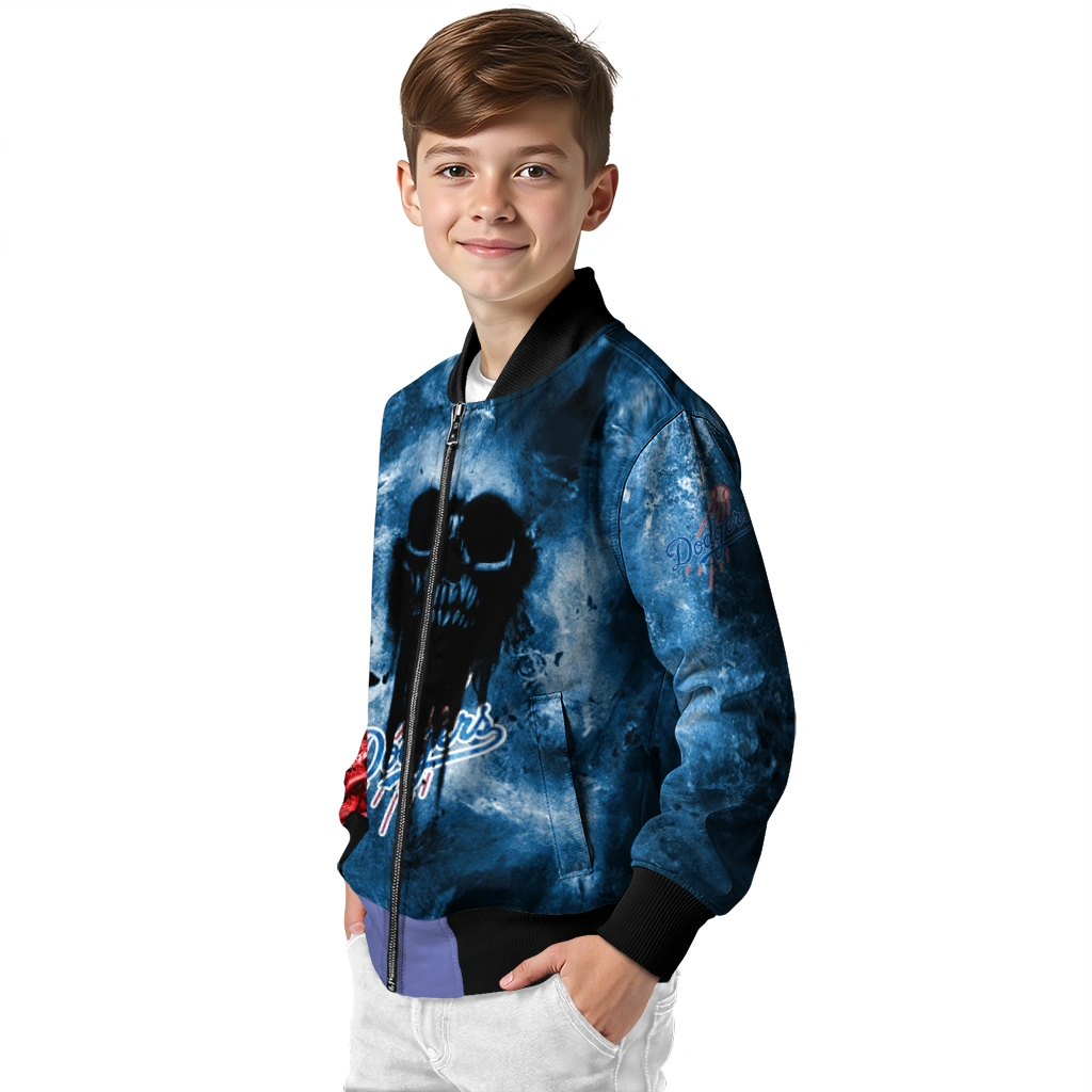 customized los angeles dodgers skull cluster blue bomber jacket trendy customized los angeles dodgers skull cluster blue bomber jacket trendy