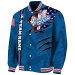 customized los angeles dodgers us flag claws blue varsity jacket best selling