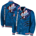 customized los angeles dodgers us flag claws blue varsity jacket best selling