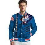 customized los angeles dodgers us flag claws blue varsity jacket best selling