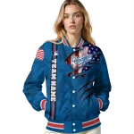customized los angeles dodgers us flag claws blue varsity jacket best selling