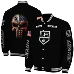 customized los angeles kings american flag skull black varsity jacket best selling