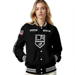 customized los angeles kings american flag skull black varsity jacket best selling