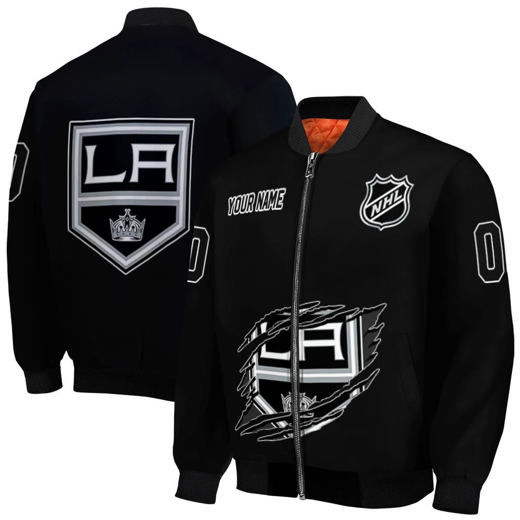 customized los angeles kings claw rip black bomber jacket best selling customized los angeles kings claw rip black bomber jacket best selling