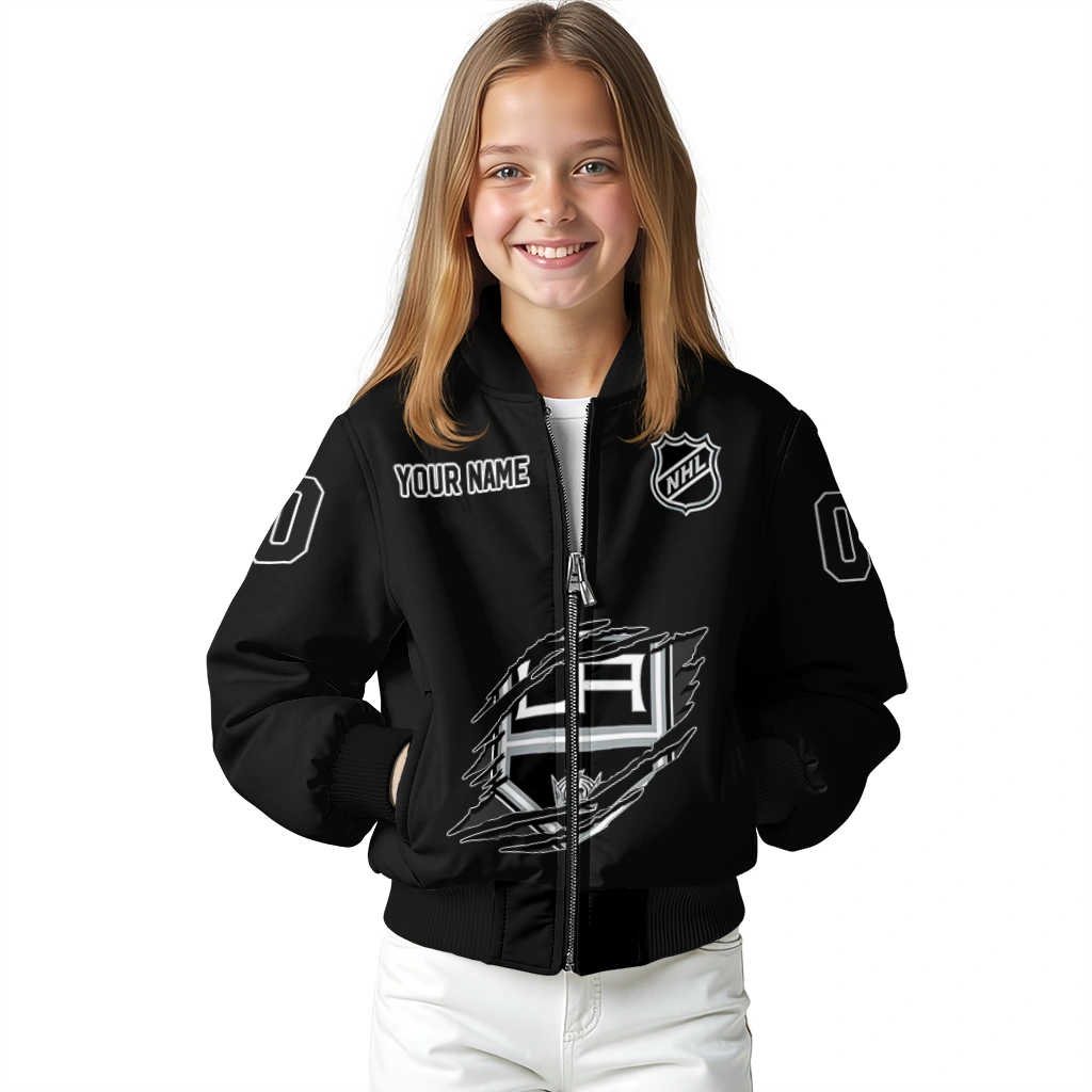 customized los angeles kings claw rip black bomber jacket top rated customized los angeles kings claw rip black bomber jacket top rated