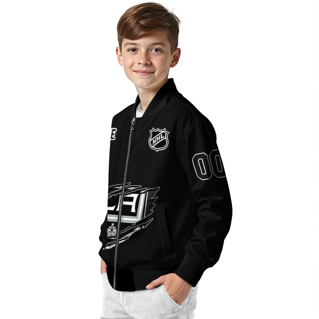 customized los angeles kings claw rip black bomber jacket trendy customized los angeles kings claw rip black bomber jacket trendy