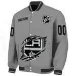 customized los angeles kings claw streak grey varsity jacket best selling