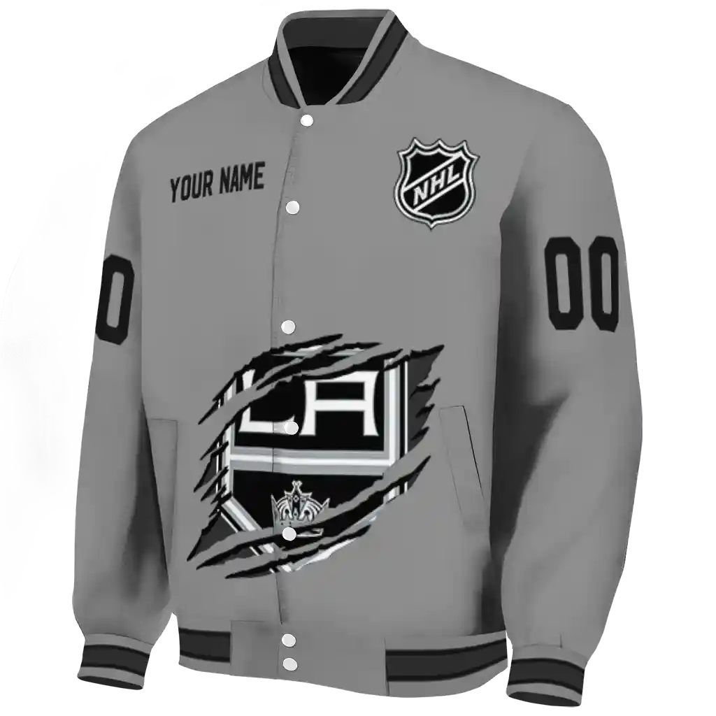 customized los angeles kings claw streak grey varsity jacket best selling customized los angeles kings claw streak grey varsity jacket best selling