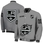 customized los angeles kings claw streak grey varsity jacket best selling