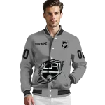 customized los angeles kings claw streak grey varsity jacket best selling